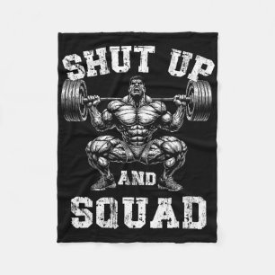 Weightlifter Shut Up And Squat Funny Gym Humour Mo Fleece Blanket