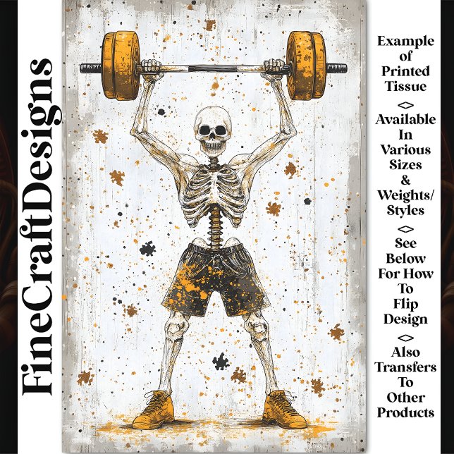 Weightlifter Skeleton Pumping Iron AJ8 Decoupage Tissue Paper (Creator Uploaded)