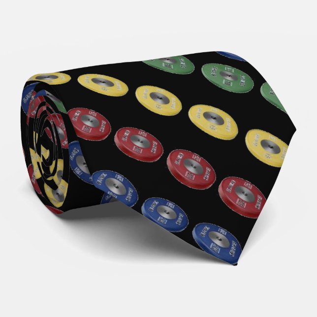 Weightlifting Bumper Plate Tie - Black (Rolled)