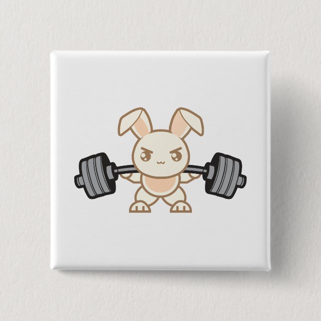 Weightlifting Bunny Cartoon - Squat - Leg Day, Gym 15 Cm Square Badge (Front)