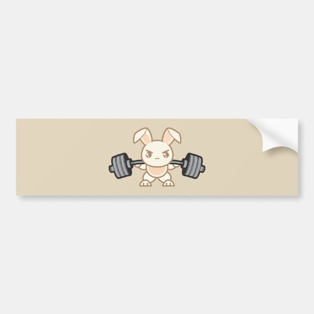 Weightlifting Bunny Cartoon - Squat - Leg Day, Gym Bumper Sticker (Front)
