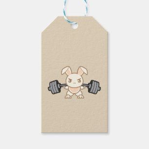 Weightlifting Bunny Cartoon - Squat - Leg Day, Gym Gift Tags