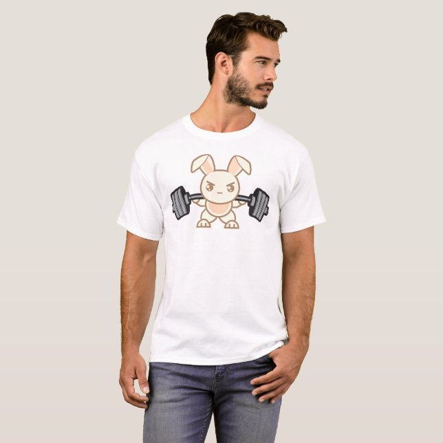 Weightlifting Bunny Cartoon - Squat - Leg Day, Gym T-Shirt (Front Full)