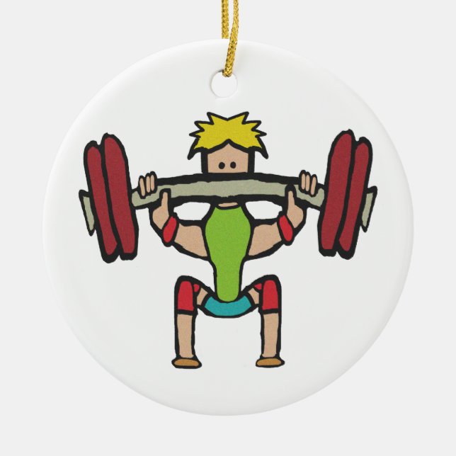 Weightlifting Ceramic Tree Decoration (Front)