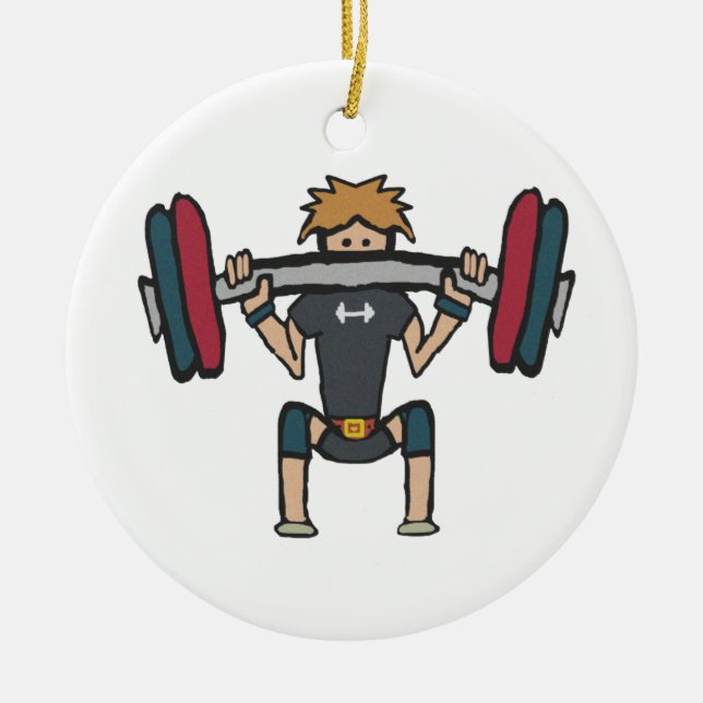 Weightlifting Ceramic Tree Decoration (Front)