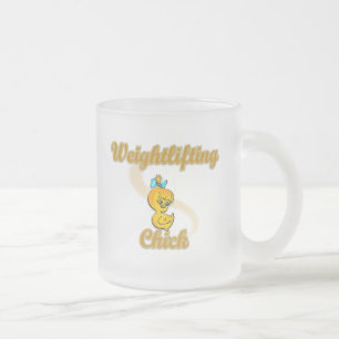Weightlifting Chick Frosted Glass Coffee Mug