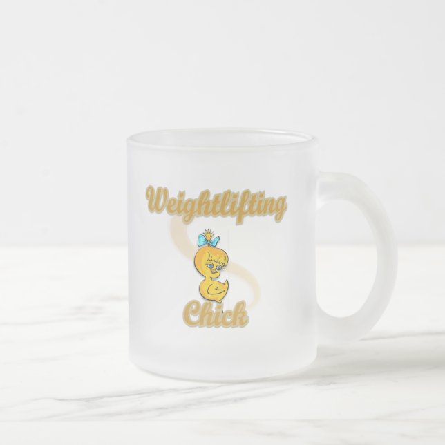 Weightlifting Chick Frosted Glass Coffee Mug (Right)