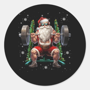 Weightlifting Christmas Santa Deadlift Xmas Weight Classic Round Sticker