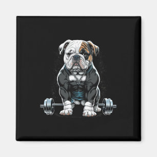 Weightlifting Dog Fun Fitness Gym Bulldog  Magnet