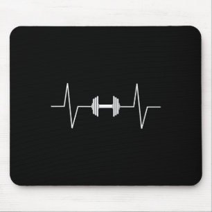 Weightlifting Dumbbell Heartbeat Ekg Pulse Tee Gif Mouse Mat
