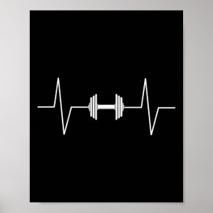 Weightlifting Dumbbell Heartbeat Ekg Pulse Tee Gif Poster