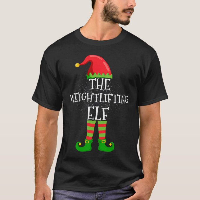 Weightlifting Elf Family Matching Christmas Group  T-Shirt (Front)