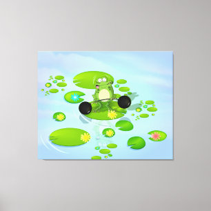 Weightlifting Frog Canvas Print