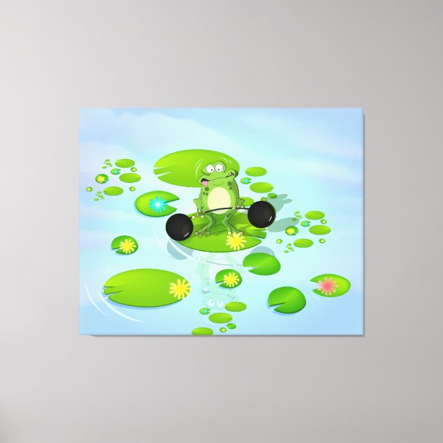 Weightlifting Frog Canvas Print (Front)