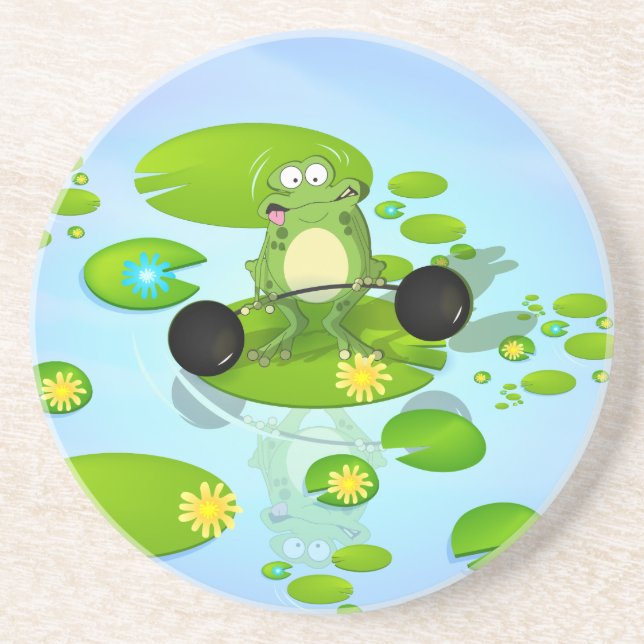 Weightlifting Frog Coaster (Front)