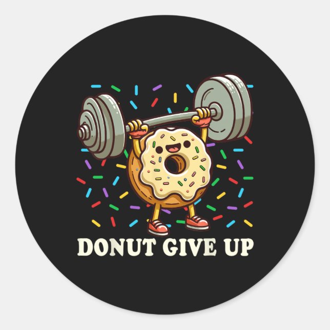 Weightlifting - Funny Fitness Workout Gym Doughnut Classic Round Sticker (Front)
