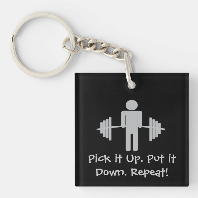Weightlifting Gym Barbell Workout Fitness Key Ring (Front)