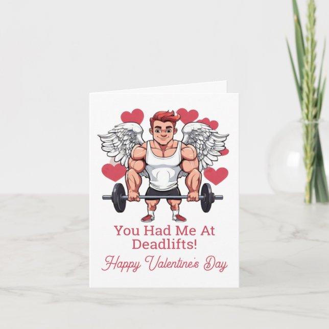 Weightlifting Gym Fitness Trainer Valentine's Holiday Card (Front)