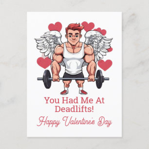 Weightlifting Gym Fitness Trainer Valentine's Holiday Postcard