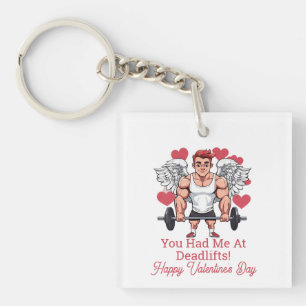 Weightlifting Gym Fitness Trainer Valentine's Key Ring