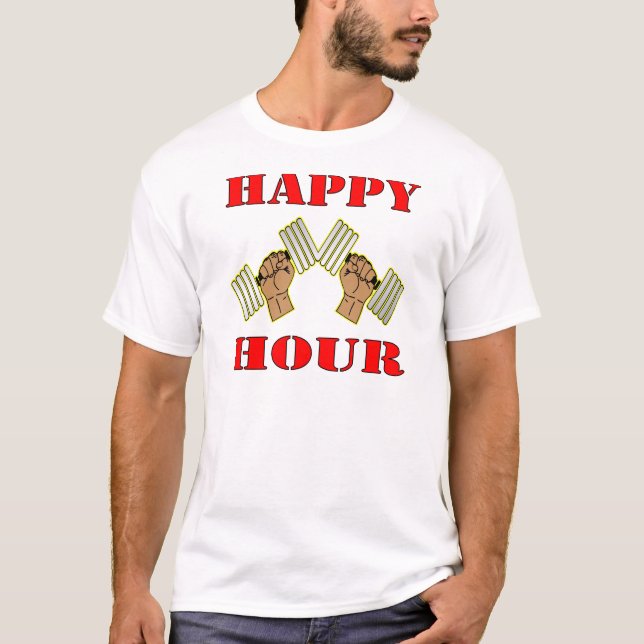 Weightlifting Happy Hour Dumbbells T-Shirt (Front)