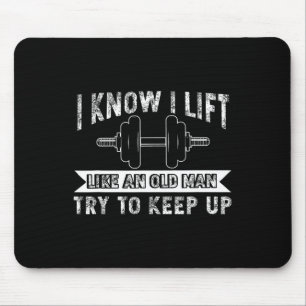 Weightlifting Like Old Man Bodybuilding Barbell Wo Mouse Mat