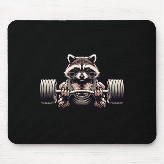 Weightlifting Ripped Racoon Gym Workout Muscled R Mouse Mat (Front)