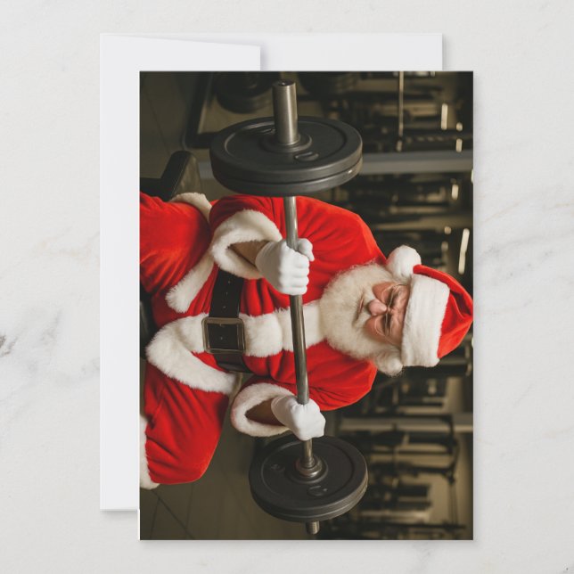 Weightlifting Santa Holiday Card (Front)