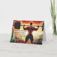 Weightlifting-Themed Birthday Card
