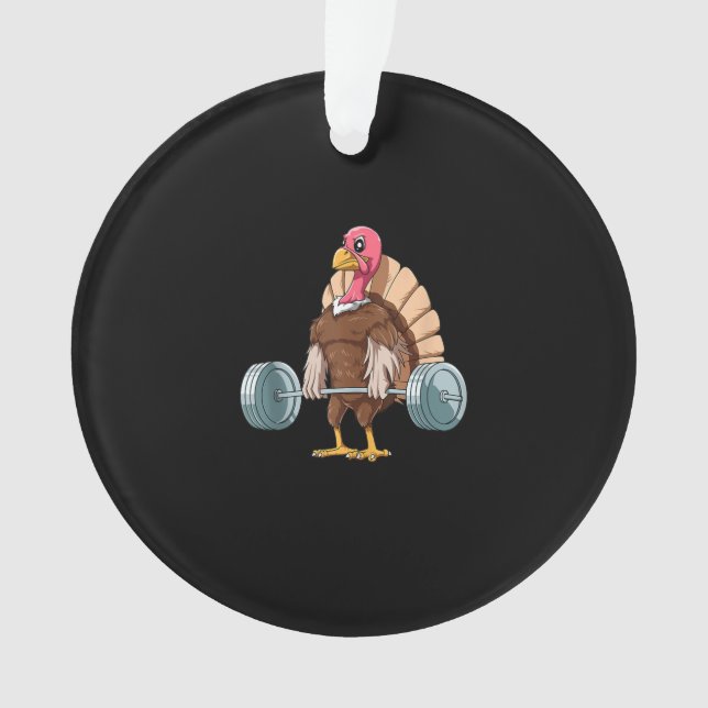 Weightlifting Turkey Deadlifting Thanksgiving Ornament (Front)