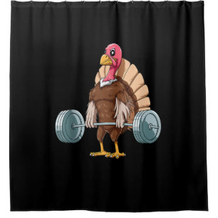 Weightlifting Turkey Deadlifting Thanksgiving Shower Curtain