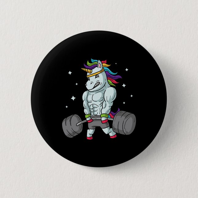 Weightlifting Unicorn - Funny Deadlift And Gym Gif 6 Cm Round Badge (Front)