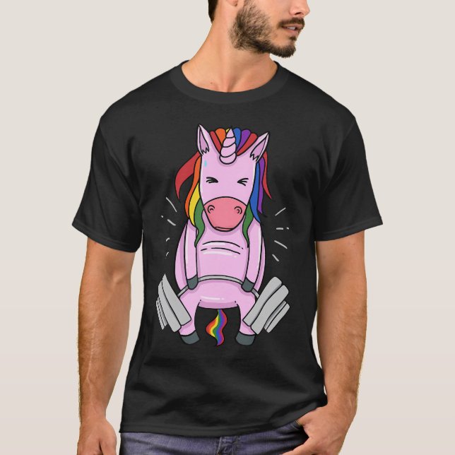 Weightlifting Unicorn  Rainbow Gym Fitness Trainin T-Shirt (Front)