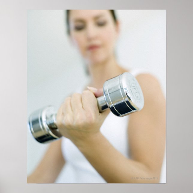 Weightlifting. Woman lifting dumbbells. This Poster (Front)