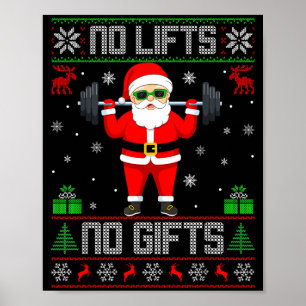 Weightlifting Workout Gym Santa Christmas Ugly Swe Poster