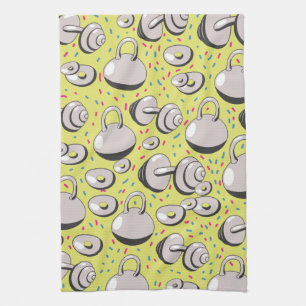 Weights pattern tea towel