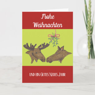 Weihnachstkarte mit einem Elch Paar Holiday Card