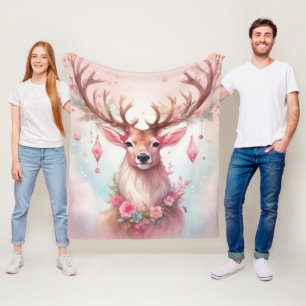 Weihnachten in pink: Rentier mit rosa Weihnachtssc Fleece Blanket