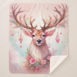 Weihnachten in pink: Rentier mit rosa Weihnachtssc Sherpa Blanket