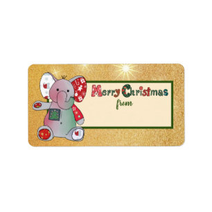 Weihnachten mit Elefant Label