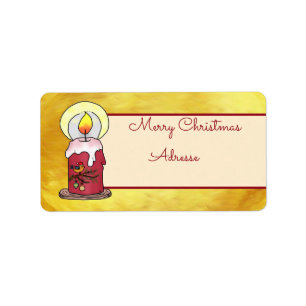 Weihnachten mit Kerze Postkarte Label