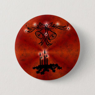 Weihnachts Ornamente mit Sterne auf rot 6 Cm Round Badge