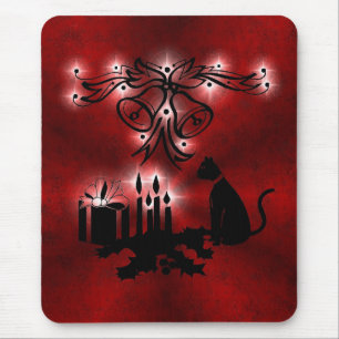 Weihnachts Ornamente mit Sterne und Katze auf rot Mouse Mat