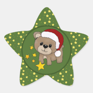 Weihnachtsbär und Sterne Star Sticker