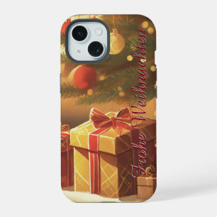 Weihnachtsbaum mit goldenen Geschenken iPhone 15 Case