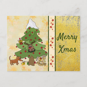 Weihnachtsbaum mit Hund Postcard