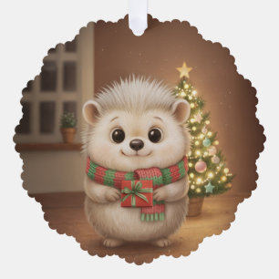 Weihnachtsdekoration mit weichem Igel zum Aufhänge Tree Decoration Card