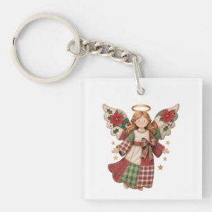 Weihnachtsengel mit goldenen Sternen Key Ring