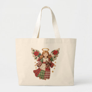 Weihnachtsengel mit goldenen Sternen Large Tote Bag