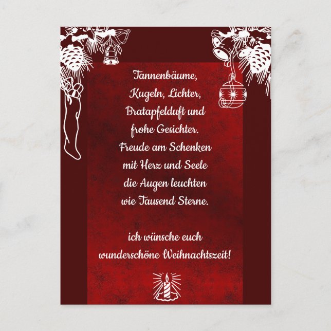 Weihnachtsgedicht Deutsch , Add Your Text Postcard (Front)